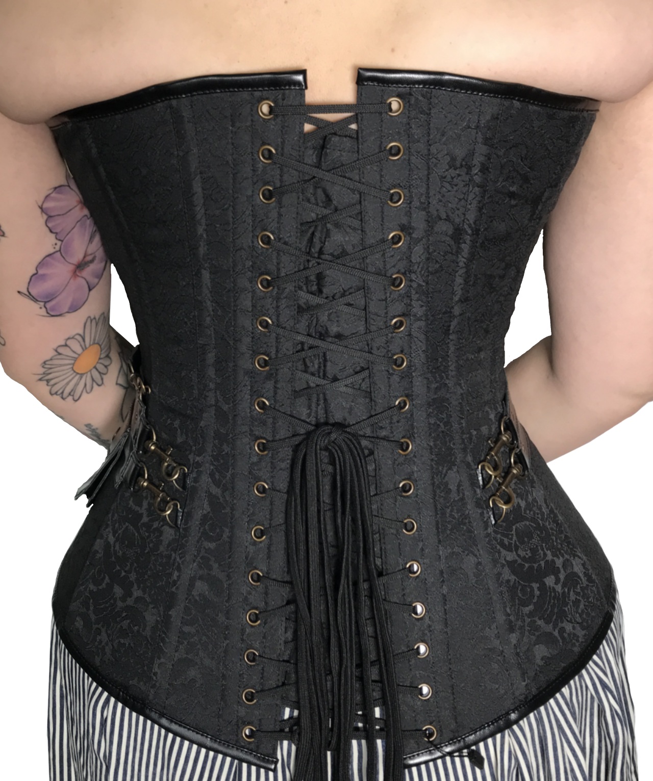 Sort Steampunk Brokade Overbust ryg u. bolero