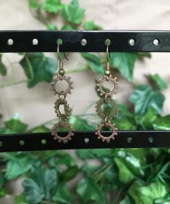 Kobber øreringe med 3 tandhjul