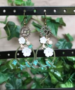 Øreringe med Fugle og Blomster